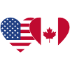 USA Canada Flag Heart