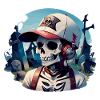 Graveyard Skull with Headphones