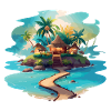 Tropical Island with cosy huts
