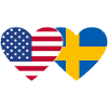 USA Sweden Flag Heart