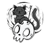 Cat with Skull Gothic Style