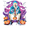 Halloween Skeleton Bat Pumpkin
