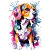 Beagle Dog Breed Hund Akvareller Neon Farve Cool