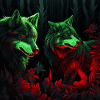 Neon style wolves