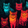 Neon neon style cat pattern
