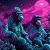 Neon stylized monkeys