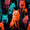 Neon neon style foxes