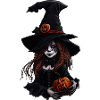 Halloween witch with pumpkins