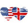 États-Unis Islande drapeau coeur utilisé