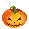 orange halloween pumpkin face