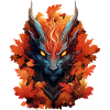 Autumn dragon made of foliage