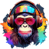 Cool monkey with headphones & sunglasses