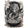 Dragon & Ramen Soup Asian Retro Art