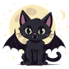 Halloween Black Cat as Vampire