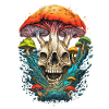 Trippy Goa mushroom skull