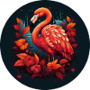 Flamingo in Herbstblättern