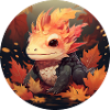 Axolotl in autumn foliage