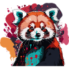 Red panda paint splater