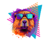Capybara with sunglasses 80s style
