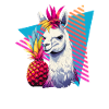 Llama with pineapple 80s style