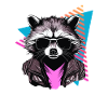 Raccoon with sunglasses 80s style