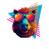 Capybara with sunglasses 80s style