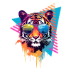 Tiger with sunglasses 80s style