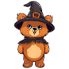 Niedlicher Halloween Bär mit Hexenhut.