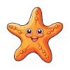 Starfish Cartoon Kawaii Aquarelle Illustration