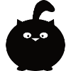 very thick round black cat