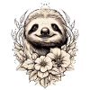 Faultier Zeichnung mit Blumen