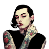 Gothic Tattooed Woman with Cigarette
