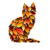 Autumn cat from variegated leaves