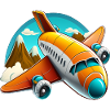 Airplane with mountains
