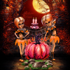 Niedliches Halloween-Design im Mondlicht.