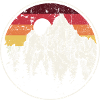 Retro Mountain Sunset Circle