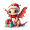 Weihnachtsdrache mit Geschenk