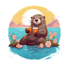 Otters at the lake