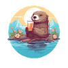 Otter mit Getränk