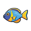 Surgeonfish Cartoon Kawaii Aquarelle Illustration