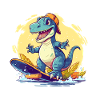 Dinosaur on surfboard