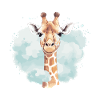 Girafe avec des nuages