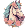 Pferd Pferdkopf mit Blumen