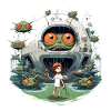 Roboter Monster Raumschiff Alien Planet Shirt