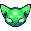 Alien Cat Cat Head Green