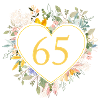 Number 65, Heart Flowers, Customizable