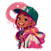 Black Girl in Hoodie (Pink)