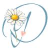 Letter D Daisy Heart
