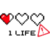 Pixel Heart and Warning Symbol Duo