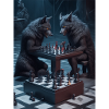 Demon wolves playing chess